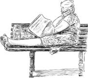 Mujer mayor en un banco de parque libre illustration Mujer mayor en un banco de parque libre illustration