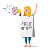 Mujer que grita con vector del altavoz Discurso de la hembra de la dirección Gente en huelga Concepto de la demostración Aislado libre illustration Mujer que grita con vector del altavoz Discurso de la hembra de la dirección Gente en huelga Concepto de la demostración Aislado libre illustration