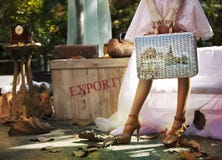 Mujeres que llevan el equipaje para viajar foto de archivo Mujeres que llevan el equipaje para viajar foto de archivo