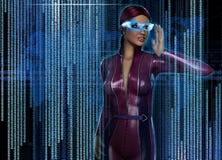 Mulher com HUD Display Glasses futurista ilustração royalty free Mulher com HUD Display Glasses futurista ilustração royalty free