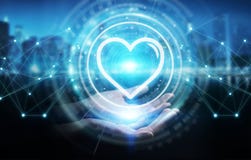 Mulher de negócios que usa-se datando a aplicação para encontrar o amor 3D em linha com referência a Fotos de Stock Mulher de negócios que usa-se datando a aplicação para encontrar o amor 3D em linha com referência a Fotos de Stock