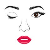 A mulher está pisc Retrato do vetor da mulher segura bonita ilustração stock A mulher está pisc Retrato do vetor da mulher segura bonita ilustração stock