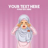 Mulher muçulmana que grita com mãos em sua cara ilustração do vetor Mulher muçulmana que grita com mãos em sua cara ilustração do vetor