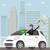 Mulher árabe feliz da menina ou do saudita que conduz um carro ilustração royalty free Mulher árabe feliz da menina ou do saudita que conduz um carro ilustração royalty free