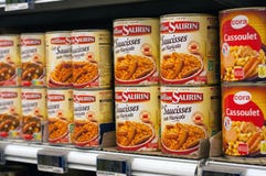 cassoulet tin can from William Saurin brand at Cora supermarket royalty free stock photos cassoulet tin can from William Saurin brand at Cora supermarket royalty free stock photos