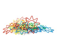 Multi colour paper clips isolated on white background stock photos Multi colour paper clips isolated on white background stock photos