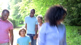 Multi Generation African American Family Walking Through Countryside