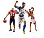 Multi pugilato di football americano di calcio del collage di sport fotografie stock Multi pugilato di football americano di calcio del collage di sport fotografie stock