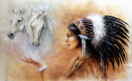 Multicolor Illustration, Painting Of A Young Indian Woman Wearing A Go Royalty Free Stock Photos Multicolor Illustration, Painting Of A Young Indian Woman Wearing A Go Royalty Free Stock Photos