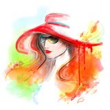 Multicolored autumn. Fashion beautiful woman . autumn abstract. Illustration water color