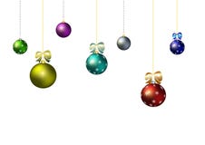 Multicolored Kerstmisballen op witte achtergrond De ballen van Kerstmis stock illustratie Multicolored Kerstmisballen op witte achtergrond De ballen van Kerstmis stock illustratie