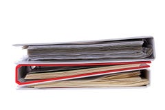 Multicolored stack of binders with papers Stock Photos Multicolored stack of binders with papers Stock Photos