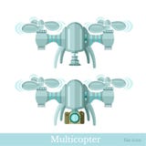 Multicopter dois ou quadcopter com a câmera no estilo liso isolada ilustração stock Multicopter dois ou quadcopter com a câmera no estilo liso isolada ilustração stock