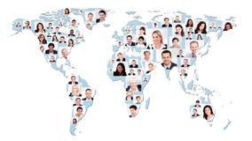 Multiethnic business people on world map royalty free stock image Multiethnic business people on world map royalty free stock image