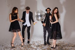 Multiethnic group of attractive joyful young people dancing together royalty free stock photos Multiethnic group of attractive joyful young people dancing together royalty free stock photos