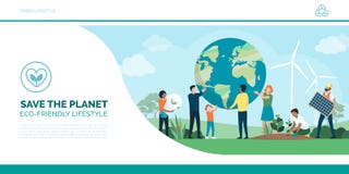 Multiethnic group of people saving earth and environment royalty free illustration Multiethnic group of people saving earth and environment royalty free illustration