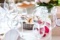 Multiple empty glasses on table in bright atmosphere royalty free stock photo Multiple empty glasses on table in bright atmosphere royalty free stock photo