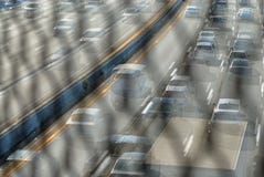 The blurr of the freeway traffic whizzing past on the highway. royalty free stock photo The blurr of the freeway traffic whizzing past on the highway. royalty free stock photo