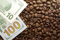 Multiple US dollars. Background of dollars with coffee royalty free stock photos Multiple US dollars. Background of dollars with coffee royalty free stock photos