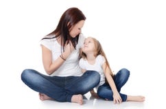 Mum With A Daughter On White Royalty Free Stock Photos Mum With A Daughter On White Royalty Free Stock Photos