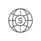 Mundo com moeda, dinheiro global, transfer?ncias de dinheiro, linha ?cone da moeda ilustração stock Mundo com moeda, dinheiro global, transfer?ncias de dinheiro, linha ?cone da moeda ilustração stock