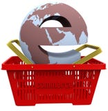 Mundo do comércio electrónico no cesto de compras ilustração royalty free Mundo do comércio electrónico no cesto de compras ilustração royalty free