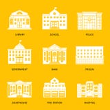 Municipal buildings white icons stock illustration Municipal buildings white icons stock illustration