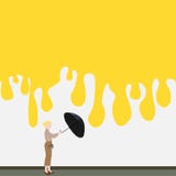 Mur avec la peinture jaune là-dessus et une dame avec le parapluie illustration de vecteur Mur avec la peinture jaune là-dessus et une dame avec le parapluie illustration de vecteur