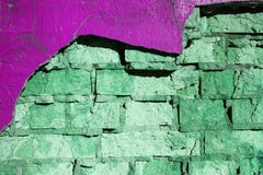 Mur de briques vert et pourpre photos stock Mur de briques vert et pourpre photos stock
