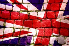 Murez l'art montrant un drapeau d'Union Jack recouvert sur des pavés, avec W illustration stock Murez l'art montrant un drapeau d'Union Jack recouvert sur des pavés, avec W illustration stock