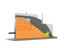 Murverket för begreppsväggkonstruktion med termisk isolering 3D framför mot vit bakgrund vektor illustrationer Murverket för begreppsväggkonstruktion med termisk isolering 3D framför mot vit bakgrund vektor illustrationer