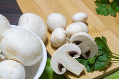 Mushrooms for cooking pizza at home. stock images Mushrooms for cooking pizza at home. stock images