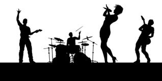 Stage Party Crowd Concert People Hands Silhouette Stock Vector ...