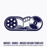 Music, books, movies design template. vector illustration Music, books, movies design template. vector illustration