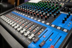 Music line mixer with many controls stock photos Music line mixer with many controls stock photos