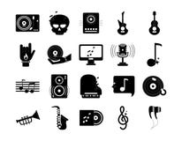 Music Melody Sound Audio Icons Set Silhouette Style Icon Stock Photos