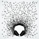 Music notes from headphones isolated design
