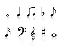 Music notes symbols. Black Music notes and symbols isolated on a White background Music notes symbols. Black Music notes and symbols isolated on a White background