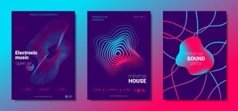 Music Posters Set witn Wave Lines and Distortion. royalty free illustration Music Posters Set witn Wave Lines and Distortion. royalty free illustration