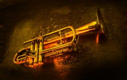 The music on trumpet stock photo The music on trumpet stock photo