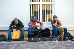 Musicians busking in the streets of St. Augustine.
