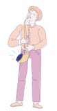Musicien de saxophoniste avec l'illustration de vecteur de musique de jazz de saxophone illustration stock Musicien de saxophoniste avec l'illustration de vecteur de musique de jazz de saxophone illustration stock