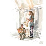Musiciens de jazz de rue illustration stock Musiciens de jazz de rue illustration stock