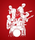 Musicus speelmuziek samen, grafische Muziekband royalty-vrije illustratie Musicus speelmuziek samen, grafische Muziekband royalty-vrije illustratie