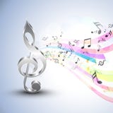Musikalische Anmerkungen mit GNotenschlüssel und bunten Wellen stock abbildung Musikalische Anmerkungen mit GNotenschlüssel und bunten Wellen stock abbildung