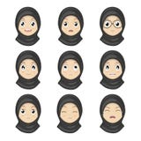 Muslim Girl Emotion Faces Cartoon.Women Expression Faces. vector illustration Muslim Girl Emotion Faces Cartoon.Women Expression Faces. vector illustration