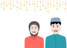 Muslim man and woman in traditional dress vector illustration Muslim man and woman in traditional dress vector illustration