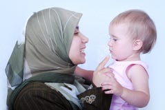 Muslim Mother With A Baby Royalty Free Stock Photo