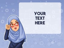 Muslim woman shocked with holding her glasses vector illustration