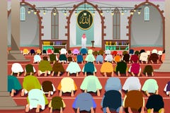 Muslims Praying in a Mosque Illustration Royalty Free Stock Photos Muslims Praying in a Mosque Illustration Royalty Free Stock Photos
